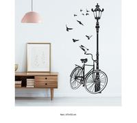 Sticker Mural - Lumaléa - Vélo Lampadaire - Noir - 47x103 cm