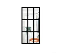 Sticker Mural Miroir Acrylique 3D Imitation Fenêtre Cadre en Bois Naturel Décoration Moderne Noir