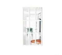 Sticker mural miroir combinant silhouette de fenêtre architecturale et cadre en bois naturel pour intérêts visuels (blanc)