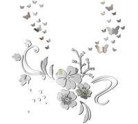 Sticker Mural Miroir HAOPYOU - Motif Papillon Fleur de Vigne - Blanc - Enfant