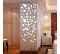 Sticker mural miroir ovale effet 3D acrylique DIY autocollant décoratif pour décoration murale aménagement paysager et décoration intérieure créative (argent)