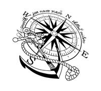 Sticker mural moderne Ancre l Rose des vents Bateau Chambre d'enfant Mer lisse Jamais fait Marin qualifié Marine Inspiral-S-28x30cm-Black