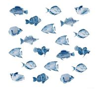 Sticker mural motif animal marin pour espace d'enfant Motif poisson de dessin animé Compatible avec les environnements de salle de bains imperméables