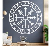 Sticker mural motif boussole viking runes