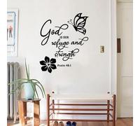Sticker mural motif fleurs chrétiennes Psaume 46:1 Dieu est notre refuge et la force fleur sticker mural chambre salon décoration d'intérieur