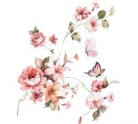 Sticker mural motif fleurs ludiques pour salle de bain et WC - Pour réfrigérateur et placard (H)