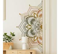 Sticker Mural Motif Mandala Stickers Muraux Mandala Geant Style Bohème Autocollant Mural Fleurs de Lotus Doré Autocollant Mural Amovible pour Décoration Murale de Salon Chambre à Coucher