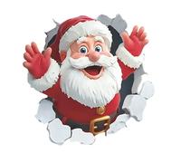 Sticker mural motif Père Noël et briques - Père Noël - Autocollant mural amusant - Décoration de Noël pour le salon, la maison, la chambre à coucher