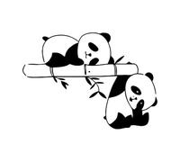 Sticker mural panda endormi en bambou, ours, branche d'animal de la jungle, décalcomanie murale, chambre à coucher, salon, vinyle, chambre d'enfant-S-29x40cm-Black