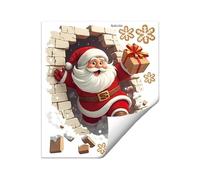 Sticker mural Père Noël - Autocollant pour abattant WC | Autocollant 3D amovible en vinyle imperméable pour salon, chambre à coucher et salle de bain Motif Père Noël