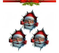 Sticker Mural Père Noel Créatif Pour Noel | Lot De 3 Stickers Pour Siège De Toilette Père Noels Casse-Mur | Stickers Pères Noël Casse-Mur À Décoller Et Coller | Décorations 3D Pour Réfrigérateur