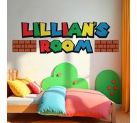Sticker Mural personnalisé avec nom - Sticker Mural Mario - Décoration Murale Briques colorées - Déco Murale Chambre garçons/Filles - Lettres personnalisées Autocollants.