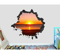 Sticker mural personnalisé coucher de soleil bord de mer 3d sticker mural art art naturel 3D Stickers muraux personnalisés 60X90CM