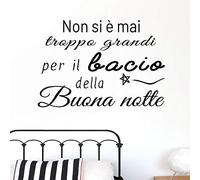 Sticker mural phrase en italien "NON SI E MAI TROPPO GRANDI" Adesivi murali frasi in italien citazione, decorazione da Muro,Wall Stickers, Art Sticker DC-18032