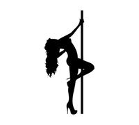 Sticker mural pole dance, affiche de danseuse, autocollant en vinyle, décor de strip-tease, peinture murale pour salon, chambre à coucher-S-20x42cm-Black