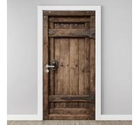 Sticker Mural Porte 3D Bois Rétro Rustique 83x204cm Vintage Vieux Autocollants Porte Trompe L'oeil Effect Auto-adhésif Vinyle Clous Rouillés Stickers Muraux Maison Déco Art F2z62