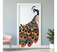 Sticker Mural Porte 3D Paon 83x204cm Oiseaux Dessinés À La Main Autocollants Porte Trompe L'oeil Effect Auto-adhésif Vinyle Minimalisme Stickers Muraux Maison Déco Art S4l57