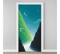 Sticker Mural Porte 3D Passage Canyon 83x204cm Sentier de Montagne Autocollants Porte Trompe L'oeil Effect Auto-adhésif Vinyle Chemin Vallée Abstrait Stickers Muraux Maison Déco Art H6l22