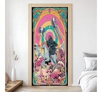 Sticker Mural Porte 3D Tarot Crâne 85x215 cm Licorne Squelette Autocollants Porte Trompe L'oeil Effect Auto-adhésif Vinyle Tête de Mort Stickers Muraux Maison Déco Art N6a242