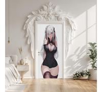 Sticker Mural Porte Femme Sexy Anime, Papier Peint Porte Fille Sexy Adulte, Autocollant Sticker Porte pour Cuisine Chambre Vinyle Amovible Décoration 77 x 203 cm
