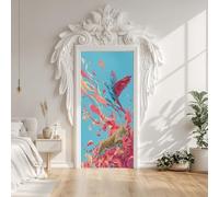 Sticker Mural Porte Perroquet Oiseaux, Sticker Porte Léopard Africain Animal Sauvage, Salon Chambre Papier Peint Porte Autocollants Impermé Décoration 80 x 210 cm