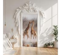 Sticker Mural Porte Sauvage Girafe 3D, Sticker Porte Afrique Prairie Animaux, Salon Chambre Papier Peint Auto-adhésif Autocollant Décoration 95x215cm