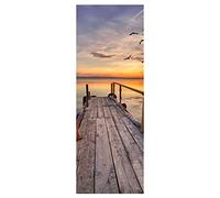 Sticker Mural Porte Trompe l'Oeil - Pont En Mer - Autocollant Décoration - Poster de Porte (63x205 cm)