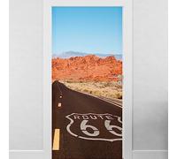 Sticker mural Porte Voyage USA - Sticker Porte En Trompe Oeil - Route 66 - Autocollant mural décoration - Autocollant Porte - Poster de Porte - Stickers Muraux (83x205 cm)