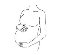 Sticker mural pour baby shower Silhouette de femme enceinte Décorations de fête révélant le sexe du bébé Maman enceinte Art mural au trait Grande taille - 52x84cm