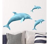 Sticker Mural Pour Chambre, Dauphin Autocollant Mural Décoration Murale Pour La Chambre D'enfant Salon Sticker Mural | Sticker Mural Déco Pour Placard Fenêtre Cuisine Couloir, 98cm x 58cm