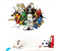 Sticker mural pour chambre d'enfant Motif Manga Art 3D Dessin animé Stickers muraux amovibles Décoration de fond de chambre