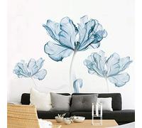 Sticker Mural Pour Chambre, Fleurs Bleues Autocollant Mural Décoration Murale Pour La Chambre D'enfant Salon 80cm× 110cm Sticker Mural | Sticker Mural Déco Pour Placard Fenêtre Cuisine Couloir