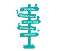 Sticker mural pour enfants Motif Narnia, Hogwarts, Neverland, Wonderland, 100 Acre Wood Medium (420 x 780mm) turquoise