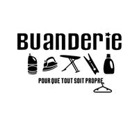Sticker mural pour fenêtre de buanderie française Wahsroom Buanderie Pour Que Tout Soit Propre Citation Sticker mural en vinyle pour buanderie-L-48x82cm-Black