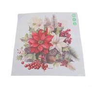 Sticker mural pour siège de toilette Motif fleurs rouges 30 x 30 cm | Autocollant floral de Noël pour cuisine, réfrigérateur, décoration de toilettes festives