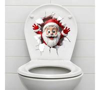 Sticker Mural Qui Brise Le Mur Père Noel - Autocollants Muraux Père Noel, Pèrenoel Brisant Un Mur De Briques Autocollant Décorations, Autocollant De Fenêtre Denoel Pour Portes Intérieures Toilettes