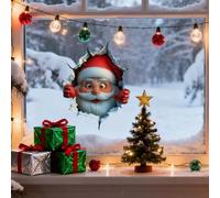 Sticker Mural Qui Brise LeMur Père Noel, Autocollants Muraux Père Noel, Pèrenoel Brisant Un Mur De Briques Autocollant Décorations, Autocollant De Fenêtre Denoel Pour Portes Intérieures Toilettes