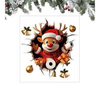 Sticker Mural Qui Brise Mur Père Noël, Autocollant Mural Créatif Du Père Noël, Décorations Amovibles D'autocollants De Fenêtre Bonhomme Neige Noëls 3D, Pour Portes Intérieures Wand Toilettes