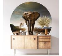 Sticker Mural Rond/Cercle - Éléphant 3617689875705 - Adhésif Mat - Diamètre 90 cm