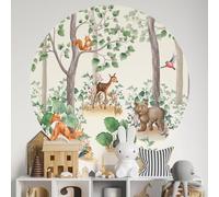 Sticker Mural Rond/Cercle Enfants - Animaux de la Forêt 3617689842837 - Adhésif Mat - Diamètre 60 cm