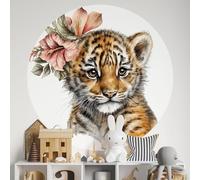 Sticker Mural Rond/Cercle Enfants - Bébé Tigre 3617689817354 - Adhésif Mat - Diamètre 140 cm