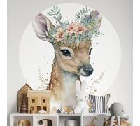Sticker mural rond/cercle Enfants - Biche 3617689836720 - Adhésif MAT - Diamètre 110 cm