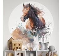 Sticker Mural Rond/Cercle Enfants - Cheval 3617689623252 - Adhésif Mat - Diamètre 130 cm