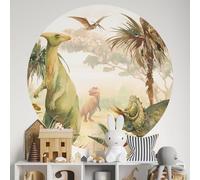 Sticker Mural Rond/Cercle Enfants - Dinosaures 3617689847559 - Adhésif Mat - Diamètre 90 cm