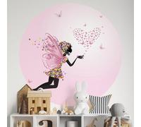 Sticker Mural Rond/Cercle Enfants - Fée Coeurs Papillons 3617681519560 - Adhésif Mat - Diamètre 70 cm