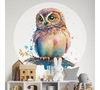 Sticker Mural Rond/Cercle Enfants - Hibou 3617689827889 - Adhésif Mat - Diamètre 30 cm