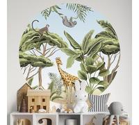 Sticker Mural Rond/Cercle Enfants - Jungle Animaux 3617689844015 - Adhésif Mat - Diamètre 30 cm