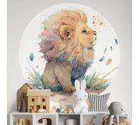 Sticker Mural Rond/Cercle Enfants - Lion 3617689625027 - Adhésif + Protection Brillante - Diamètre 90 cm
