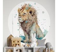 Sticker mural rond/cercle Enfants - Lion 3617689822259 - Adhésif + Protection MATE - Diamètre 40 cm