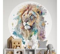 Sticker Mural Rond/Cercle Enfants - Lion 3617689823072 - Adhésif + Protection Brillante - Diamètre 150 cm